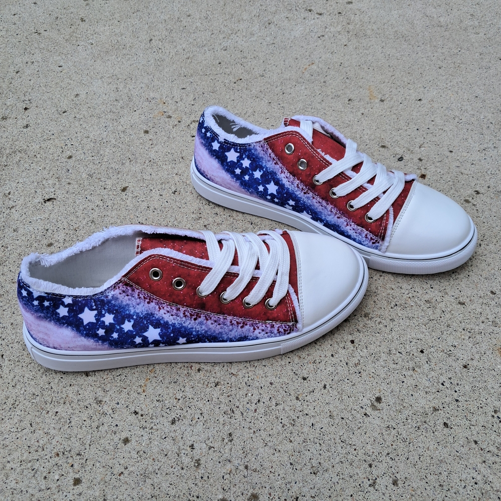 NEW Red White Blue Women's Shoes Size 10 US 41 EUR Patriotic 4th Of July Sneaker